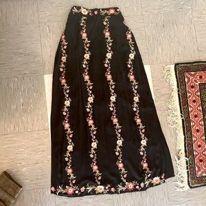 Black Maxi Floral Skirt
